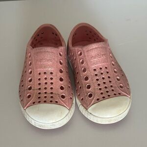 Native Shoes Kids Pink Glitter Slip-On Sneakers